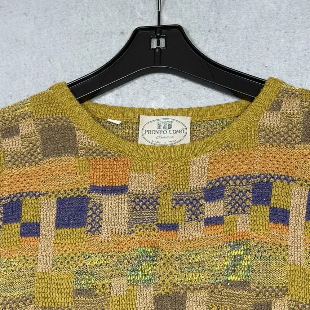 Vintage Pronto Uomo Sweater Men’s Medium Multicolor Italy Made Grandpa core